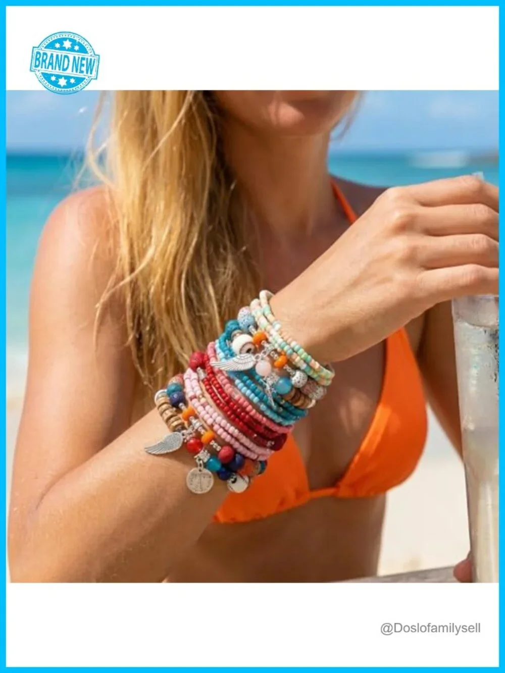6-Piece Stackable Boho Bracelet Set Hypoallergenic Stretch Beaded